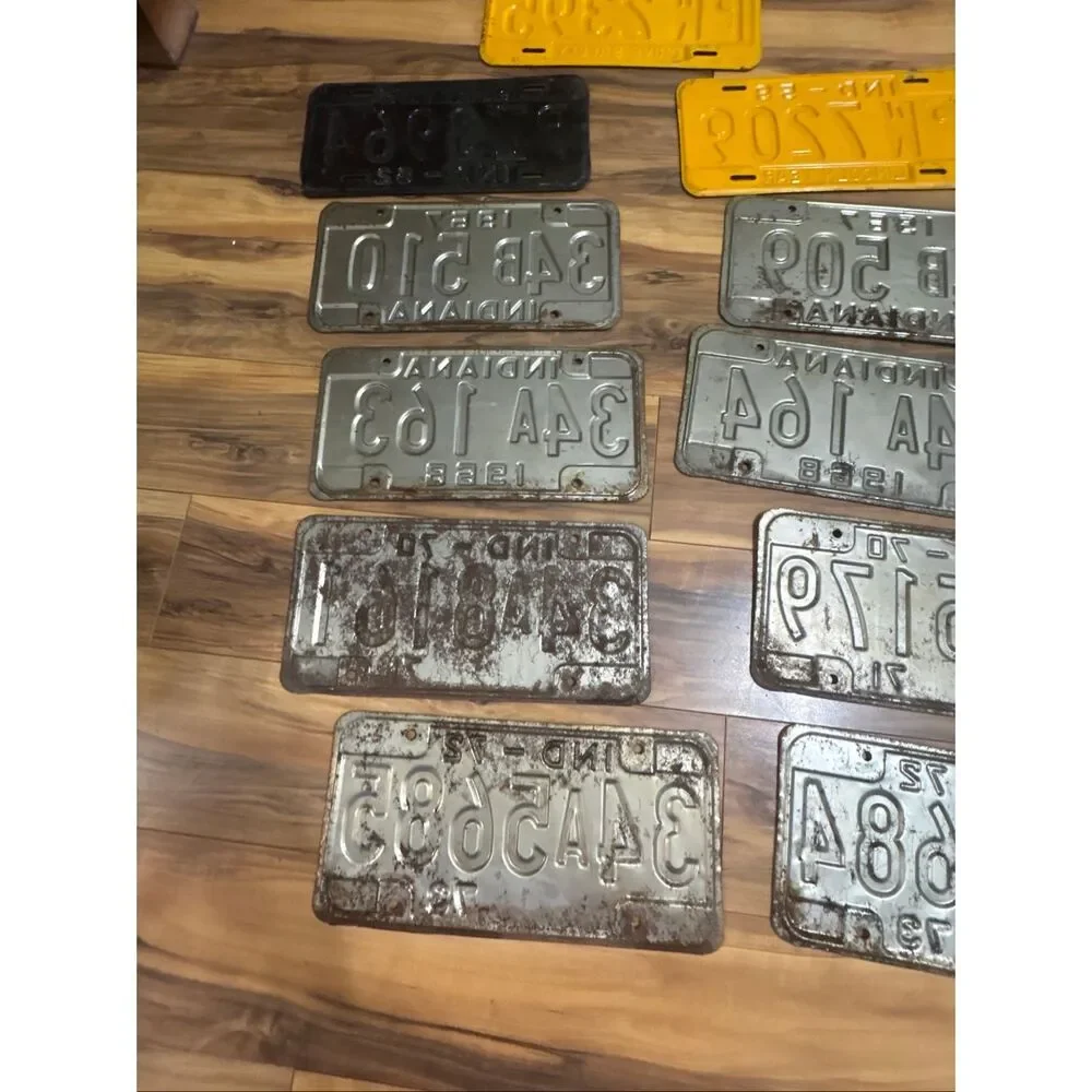 Lot of 11 Vintage Indiana License Plates 1957 1959 1962 1967 1968 1970 1972